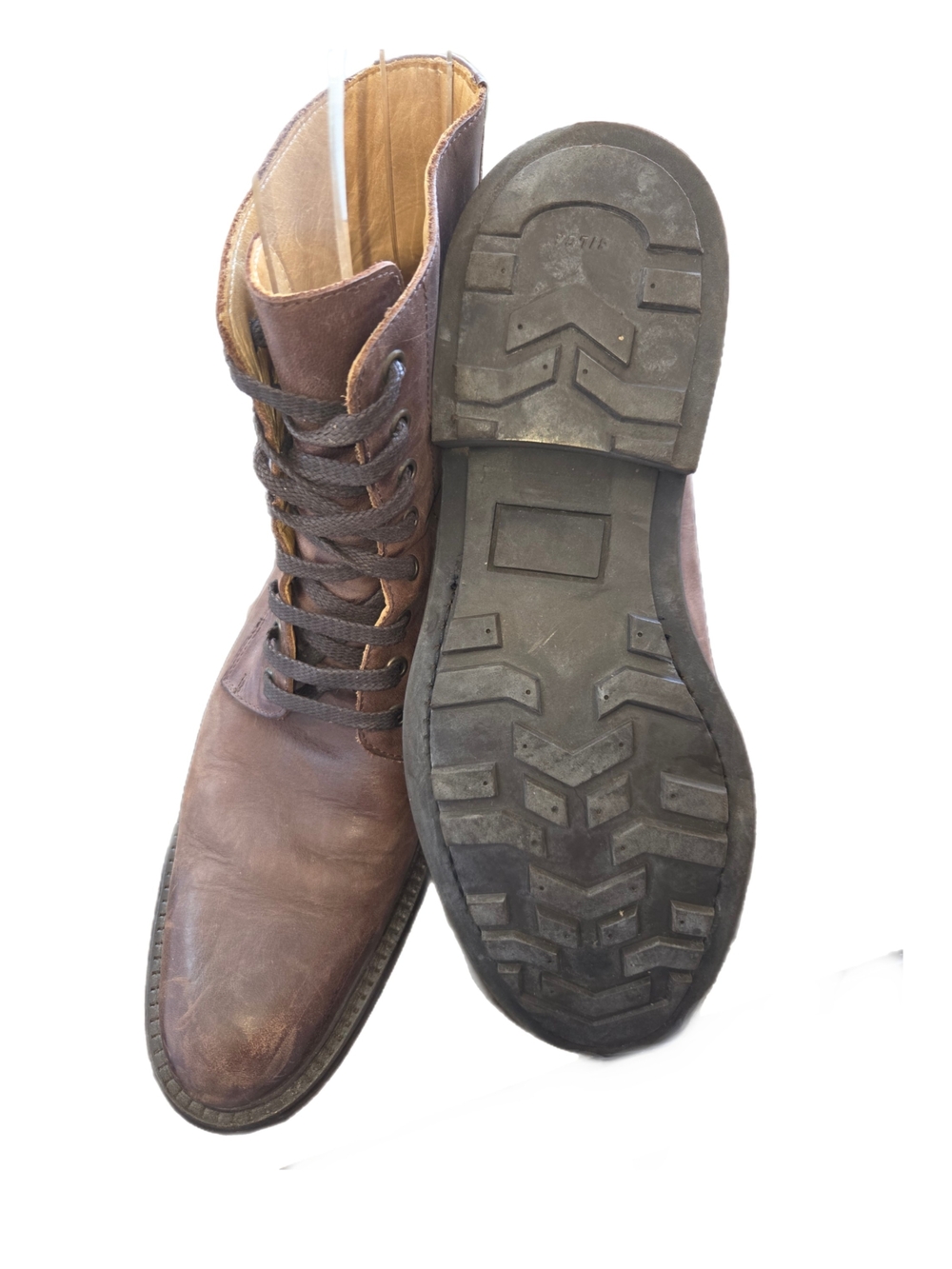 Buttero Men's Brown Leather Distressed Lace-Up High-Top Boots Size 43 1/2 - Picture 3 of 7